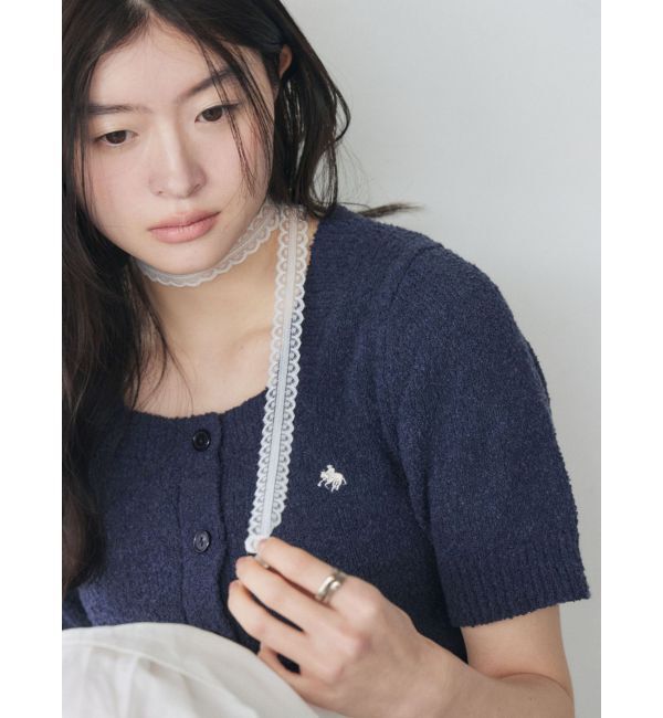 LAGUNAMOON「【POLO BCSコラボ】ブークレヤーンハーフスリーブコンパクトニットカーディガン」|ニット・セーター|