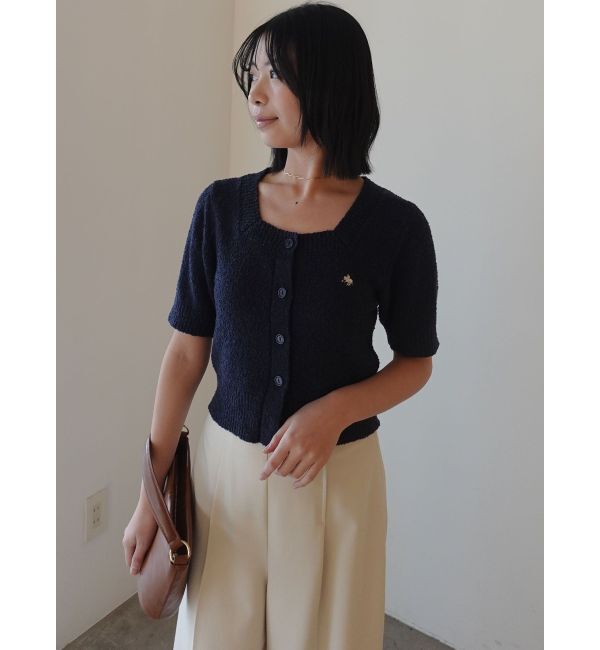 LAGUNAMOON「【POLO BCSコラボ】ブークレヤーンハーフスリーブコンパクトニットカーディガン」|ニット・セーター|