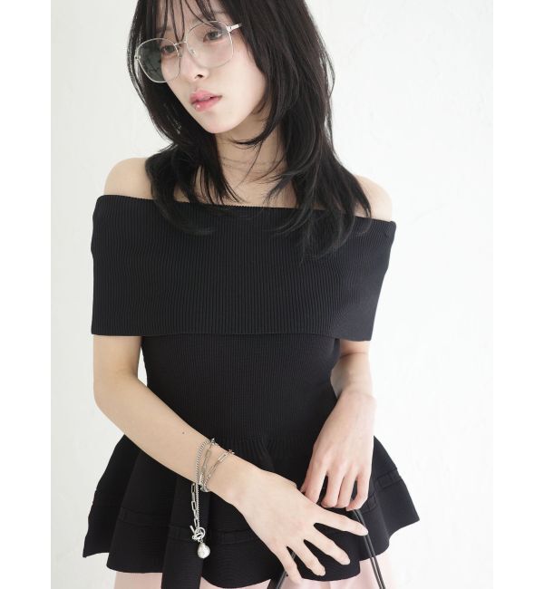 LAGUNAMOON「ペプラムオフショルニットプルオーバー」|ニット・セーター|