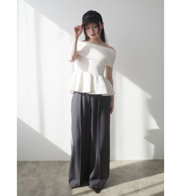 LAGUNAMOON「ペプラムオフショルニットプルオーバー」|ニット・セーター|