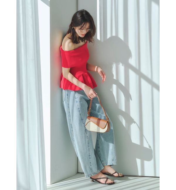 LAGUNAMOON「ペプラムオフショルニットプルオーバー」|ニット・セーター|