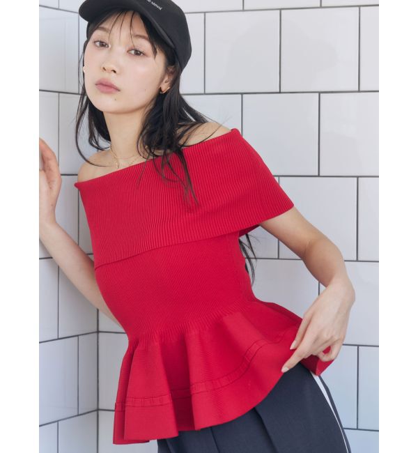 LAGUNAMOON「ペプラムオフショルニットプルオーバー」|ニット・セーター|