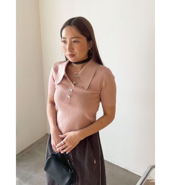 LAGUNAMOON「カラーネックラインニットプルオーバー」|ニット・セーター|