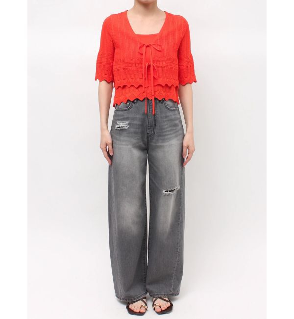 LAGUNAMOON「スカラップヘムレースニットアンサンブル」|ニット・セーター|