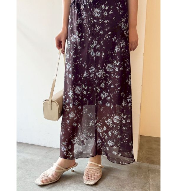 LAGUNAMOON「フロラルナロースカート」|スカート|ブラウン