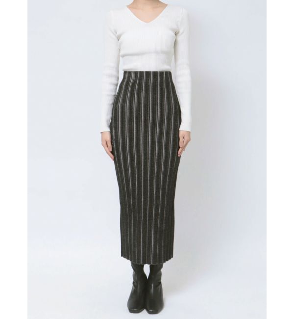 EVRIS「サイドスラッシュリブニットロングスカート」|スカート|