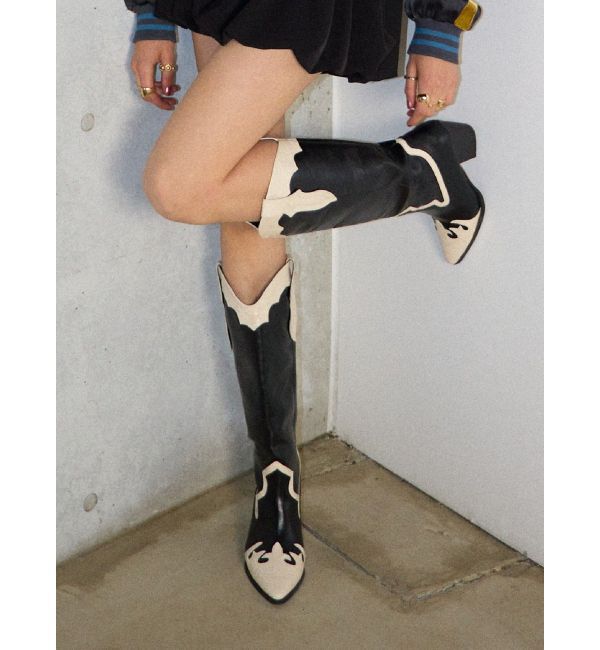 EVRIS「エッジデザインウエスタンブーツ」|ロングブーツ|ミックス