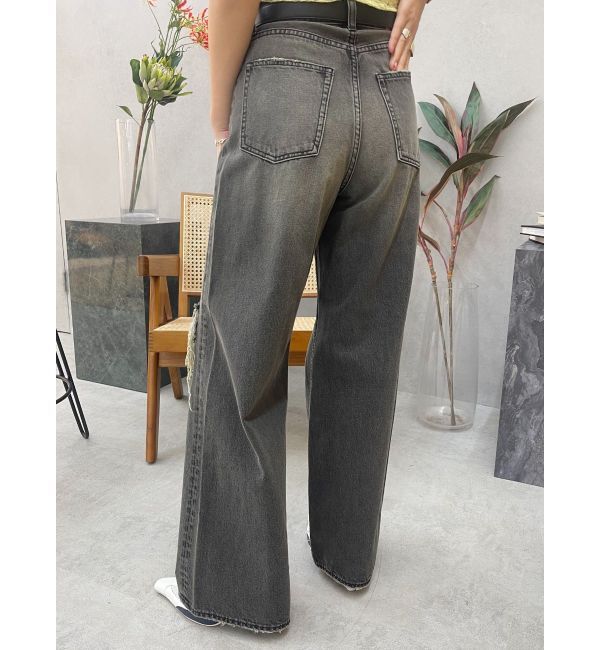 EVRIS「グランジダメージワイドデニムパンツ」|デニム|