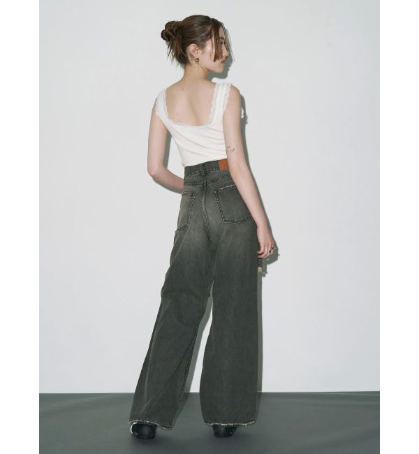 EVRIS「グランジダメージワイドデニムパンツ」|デニム|