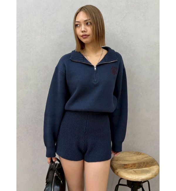 EVRIS「ワンポイントロゴニットロンパース」|オールインワン|ネイビー