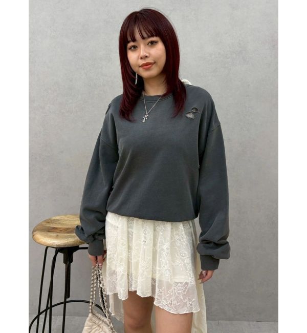 EVRIS「ピグメントダメージスウェットトップス」|スウェット・ジャージ|