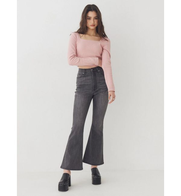 EVRIS「バックリボンフレアデニムパンツ」|デニム|