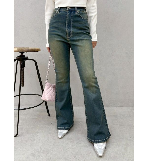 EVRIS「バックリボンフレアデニムパンツ」|デニム|