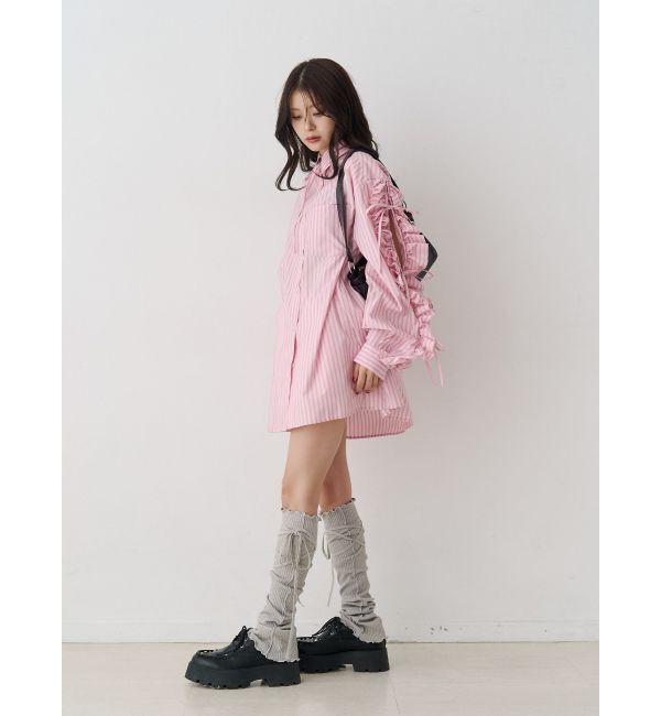 jouetie「ショルダーフリルリボンタイBIGシャツ」|シャツ・ブラウス|