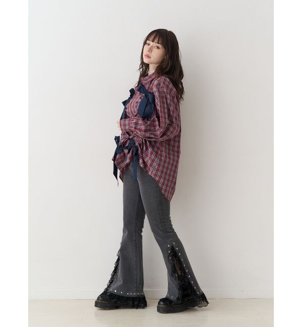 jouetie「ギャザーリボンルーズシャツ」|シャツ・ブラウス|