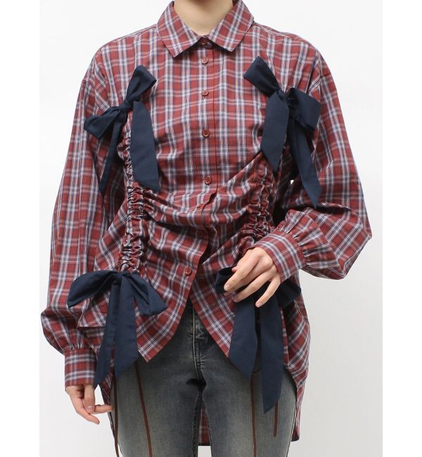 jouetie「ギャザーリボンルーズシャツ」|シャツ・ブラウス|