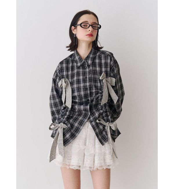 jouetie「ギャザーリボンルーズシャツ」|シャツ・ブラウス|ブラック