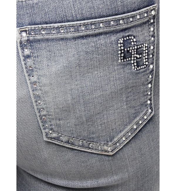 GYDA「ハイウエスト strap cargo designフレアデニムパンツ」|デニム|