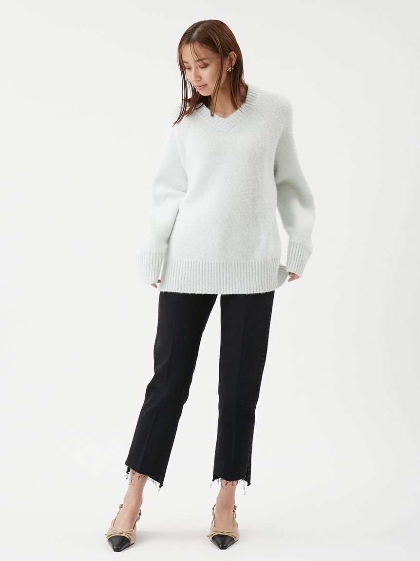 Mila Owen「センタープレス裾段差デニムパンツ」|デニム|