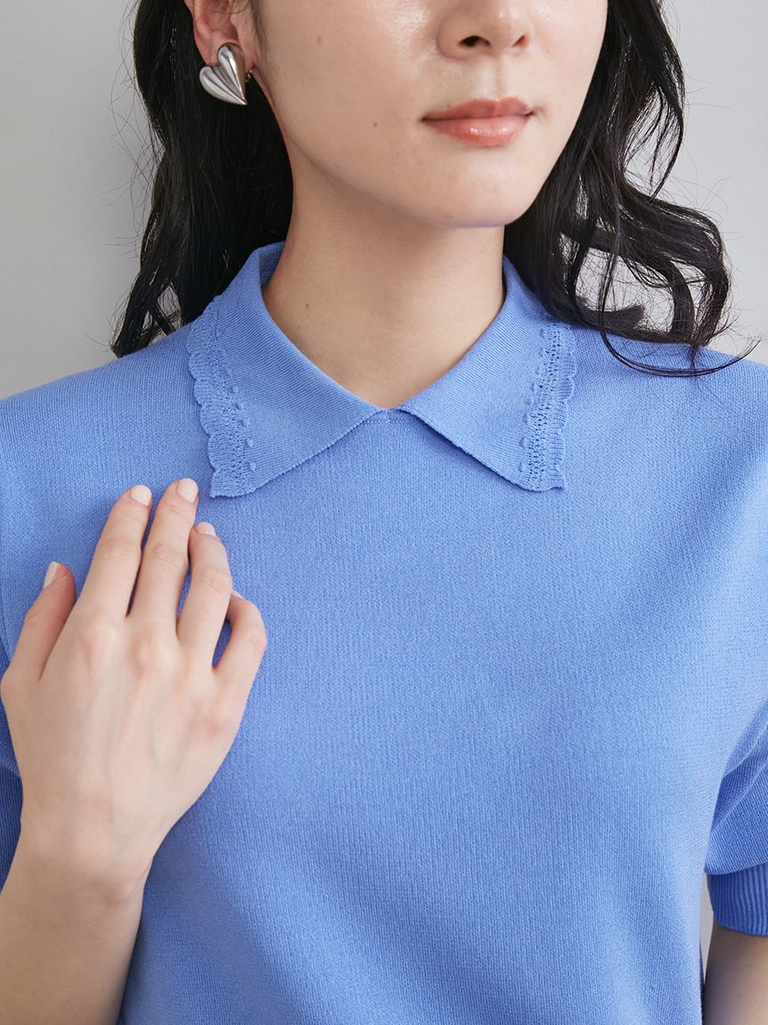 Mila Owen「スカラップレース衿ニットプルオーバー」|ニット・セーター|