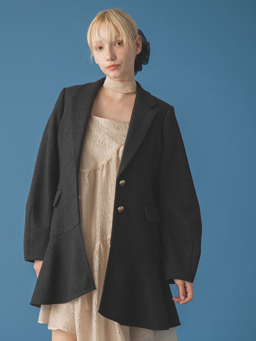 FURFUR「ツイードフレアドレスコート」|チェスターコート|CGRY