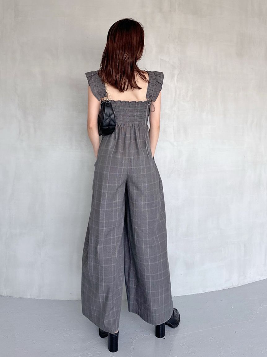 SNIDEL「シャーリングフリルオールインワン」|オールインワン|