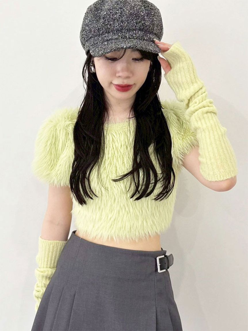 LILY BROWN「【WEB限定カラー】アームウォーマー付きフェザーヤーンコンパクトトップス」|ニット・セーター|LIME
