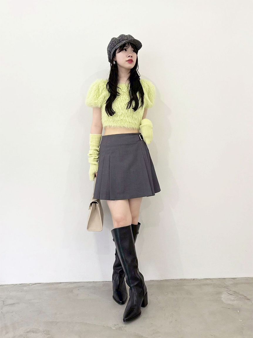 LILY BROWN「【WEB限定カラー】アームウォーマー付きフェザーヤーンコンパクトトップス」|ニット・セーター|