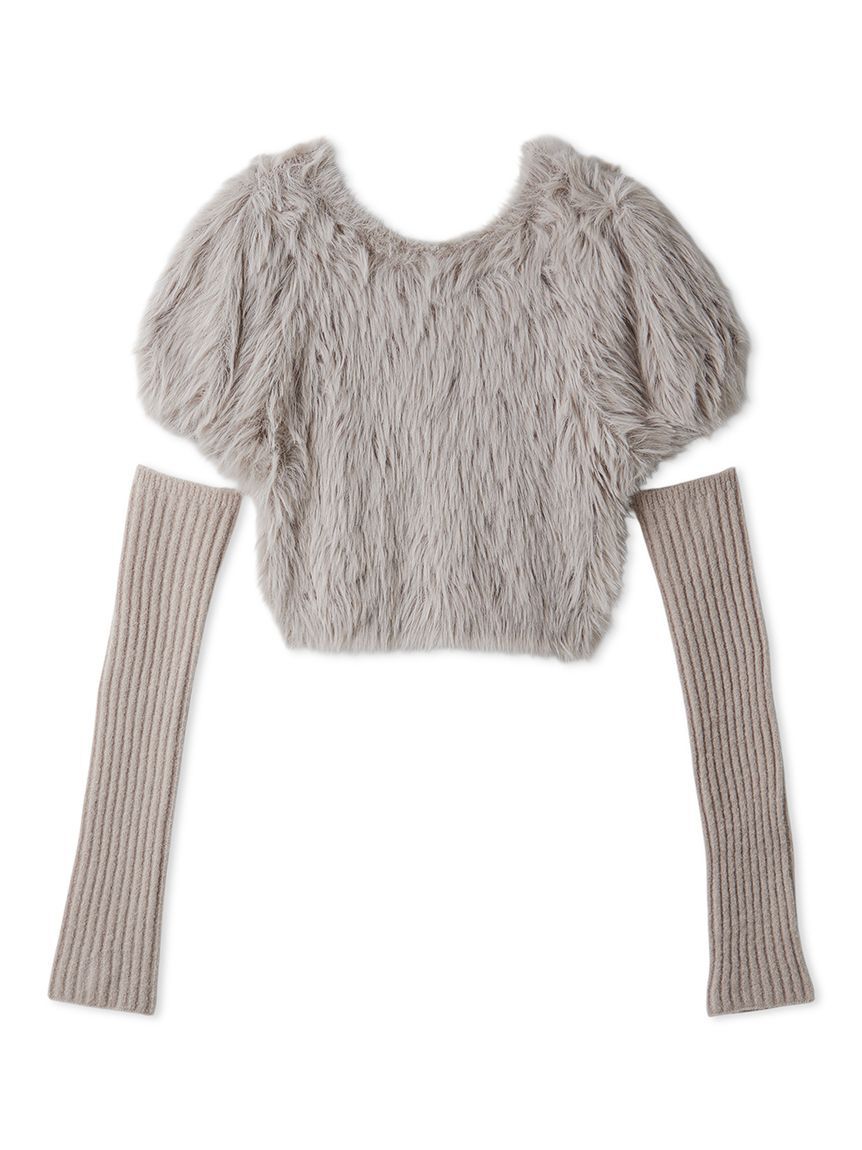 LILY BROWN「【WEB限定カラー】アームウォーマー付きフェザーヤーンコンパクトトップス」|ニット・セーター|