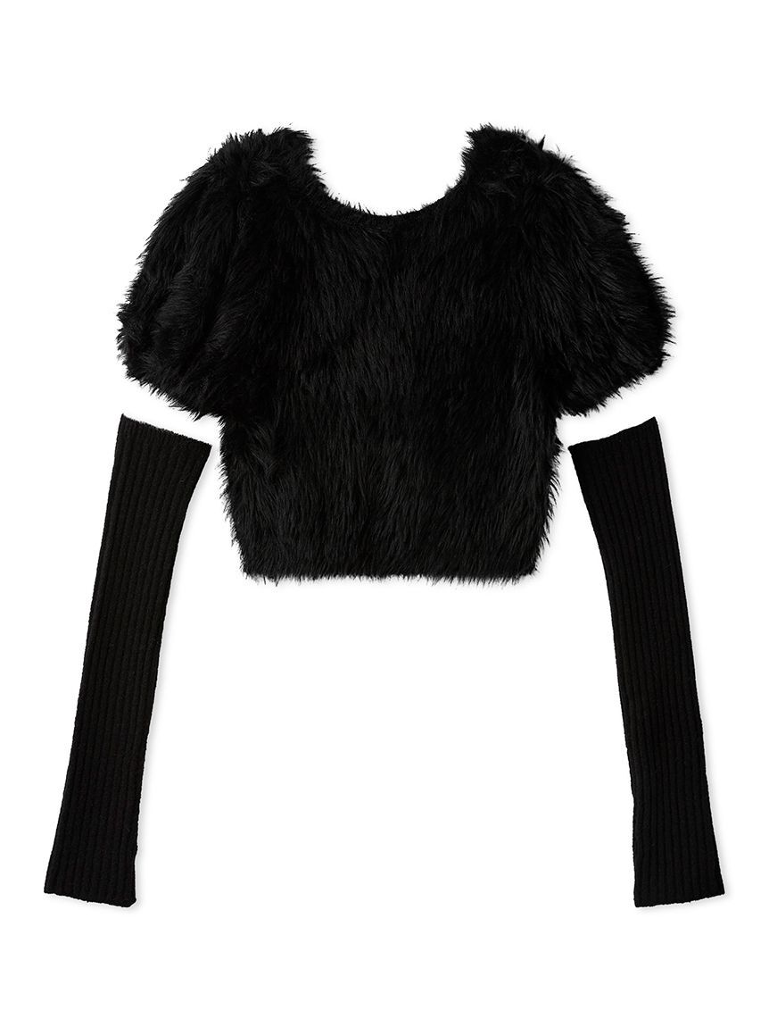 LILY BROWN「【WEB限定カラー】アームウォーマー付きフェザーヤーンコンパクトトップス」|ニット・セーター|