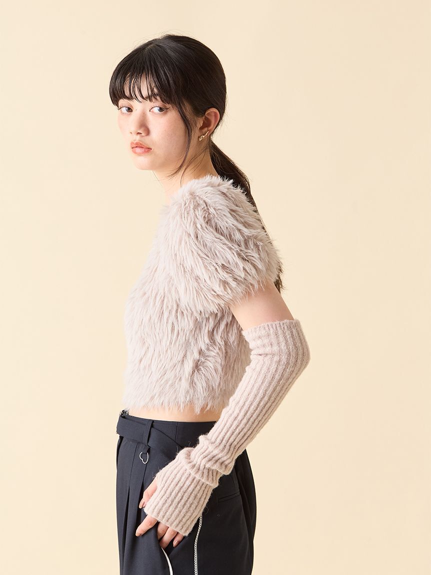 LILY BROWN「【WEB限定カラー】アームウォーマー付きフェザーヤーンコンパクトトップス」|ニット・セーター|