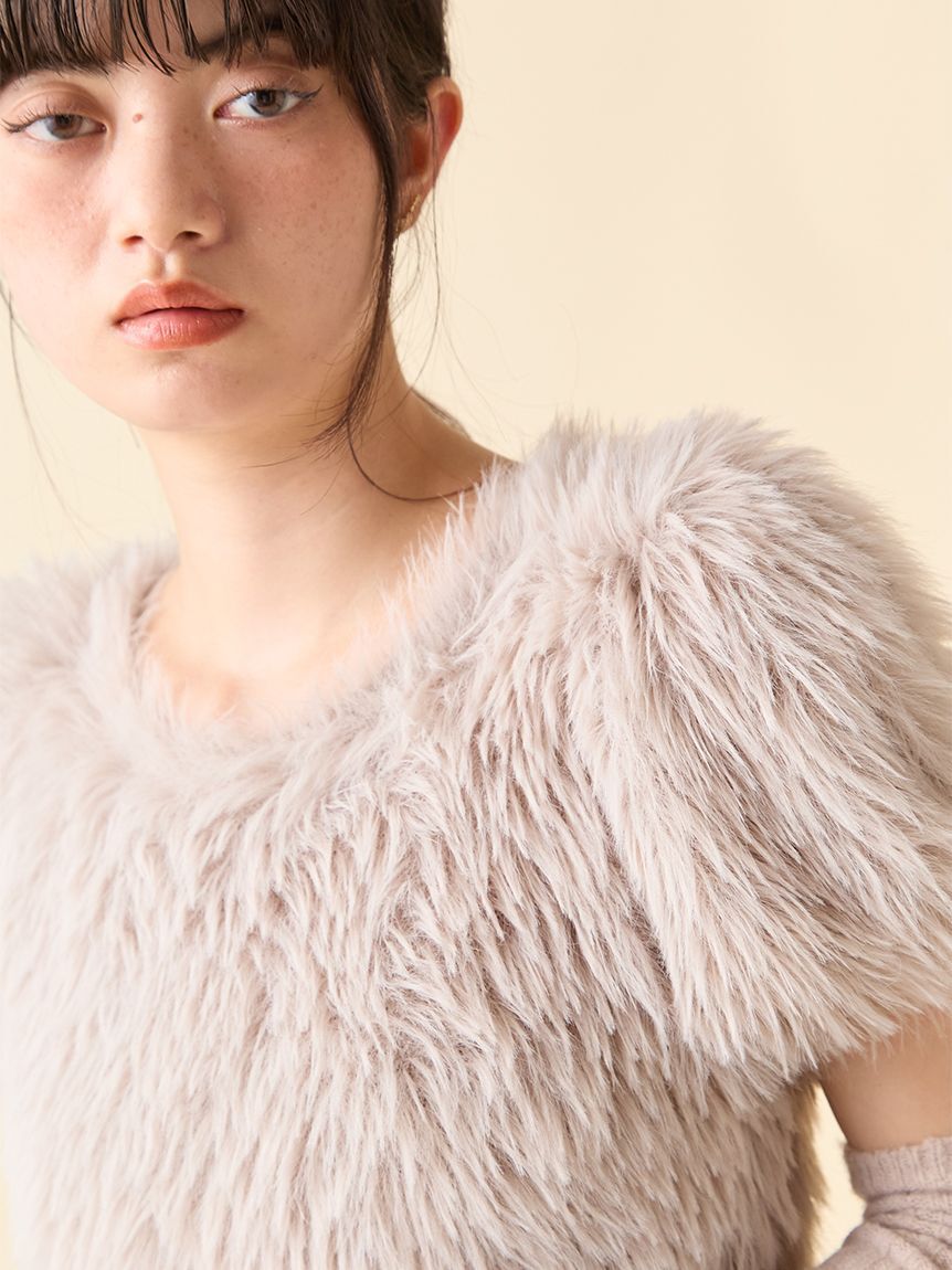 LILY BROWN「【WEB限定カラー】アームウォーマー付きフェザーヤーンコンパクトトップス」|ニット・セーター|