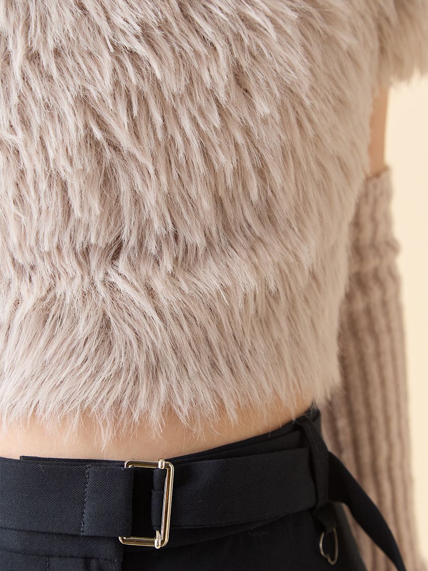 LILY BROWN「【WEB限定カラー】アームウォーマー付きフェザーヤーンコンパクトトップス」|ニット・セーター|