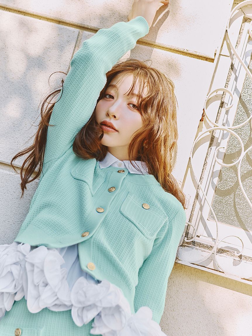 LILY BROWN「コットンニットジャケット」|ノーカラージャケット|MNT