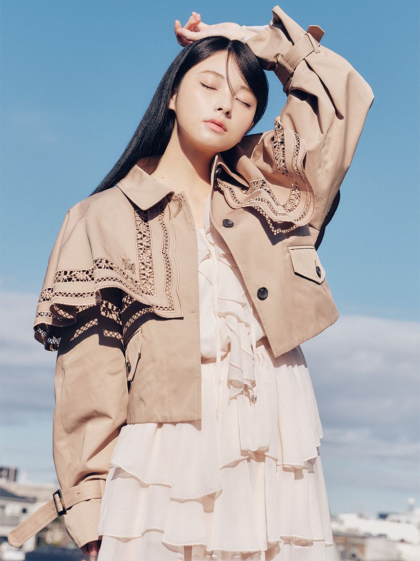 LILY BROWN「2wayエンブロイダリーケープコート」|ピーコート|