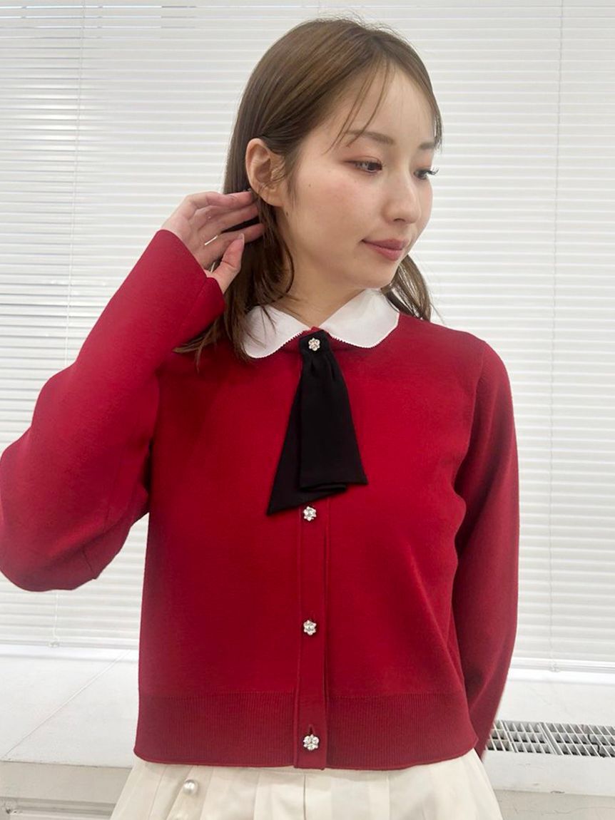 CELFORD「デタッチャブル総針カーディガン」|カーディガン|RED