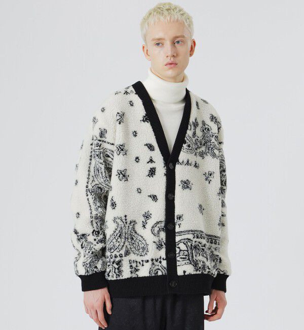  「【Safari12月号掲載】【UNISEX】ペイズリーボアコンビニットカーデ」|ニット・セーター|