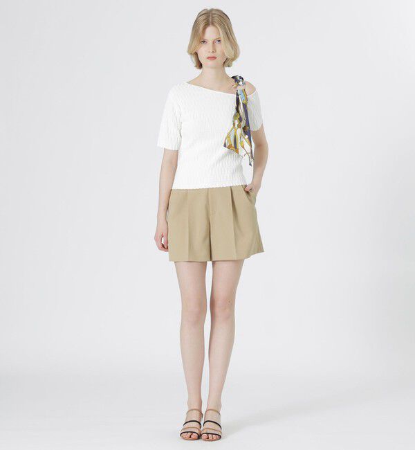  「スカーフコンビカットアウトニット」|Tシャツ・カットソー|