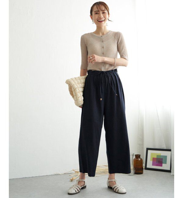 ikka「【雑誌 InRed 6月号掲載】麻混ベルト付きワイドパンツ」|その他|