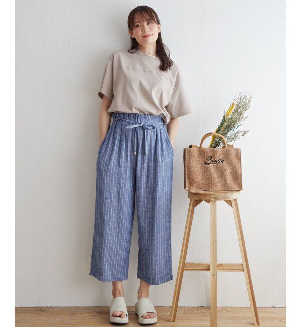ikka「【雑誌 InRed 6月号掲載】麻混ベルト付きワイドパンツ」|その他|