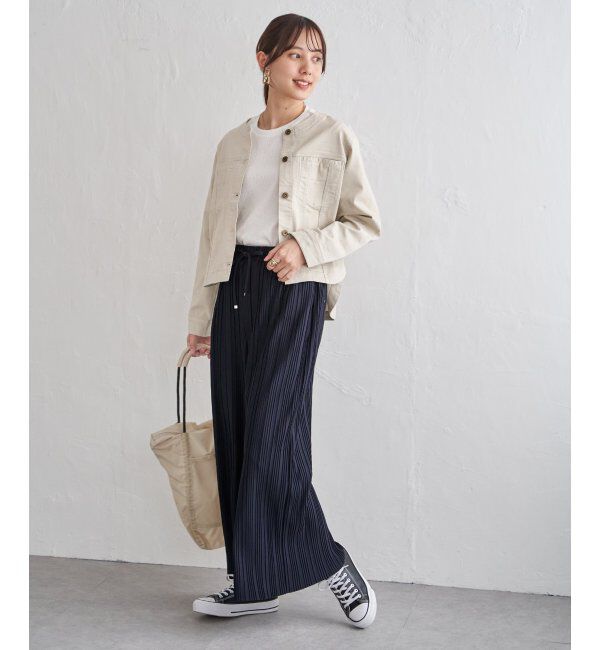 ikka「【雑誌InRed4月号掲載】ストレッチデニムノーカラーシャウター【親子コーデ】」|ノーカラーコート|