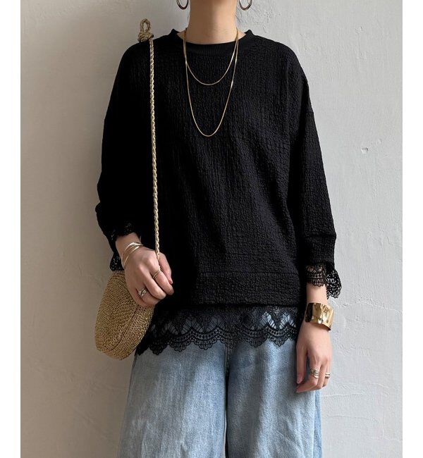 Lbc with Life「ポコポコラメレースレイヤープルオーバー」|その他|ブラック