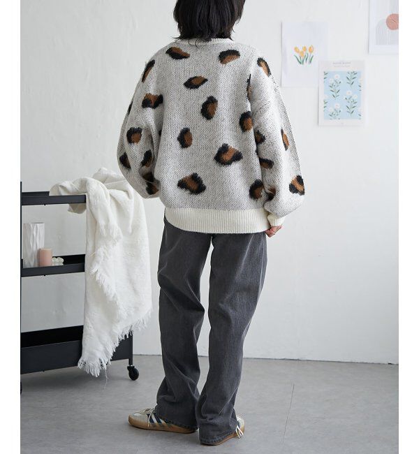 VENCE share style「ヒョウ柄ニットプルオーバー」|ニット・セーター|