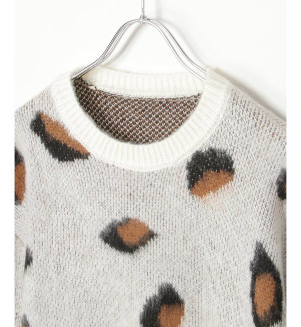 VENCE share style「ヒョウ柄ニットプルオーバー」|ニット・セーター|