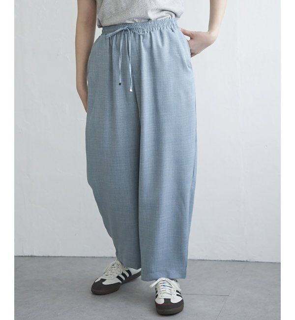 VENCE share style「リネンライクツイルバレルパンツ」|デニム|ブルー