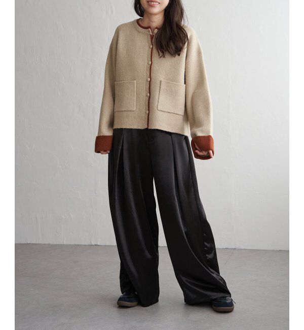 VENCE share style「アルパカタッチ配色カーディガン」|カーディガン|