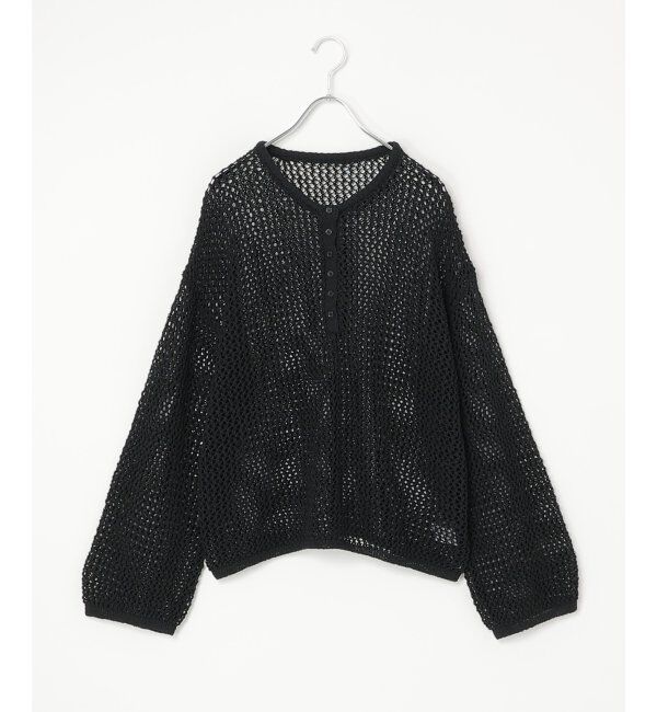 VENCE share style「メッシュ編みヘンリーネックプルオーバー」|ニット・セーター|