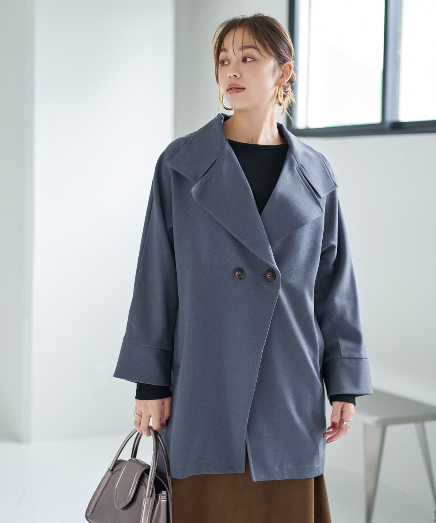 STYLE DELI「ツイル生地2wayネックコート」|ステンカラーコート|