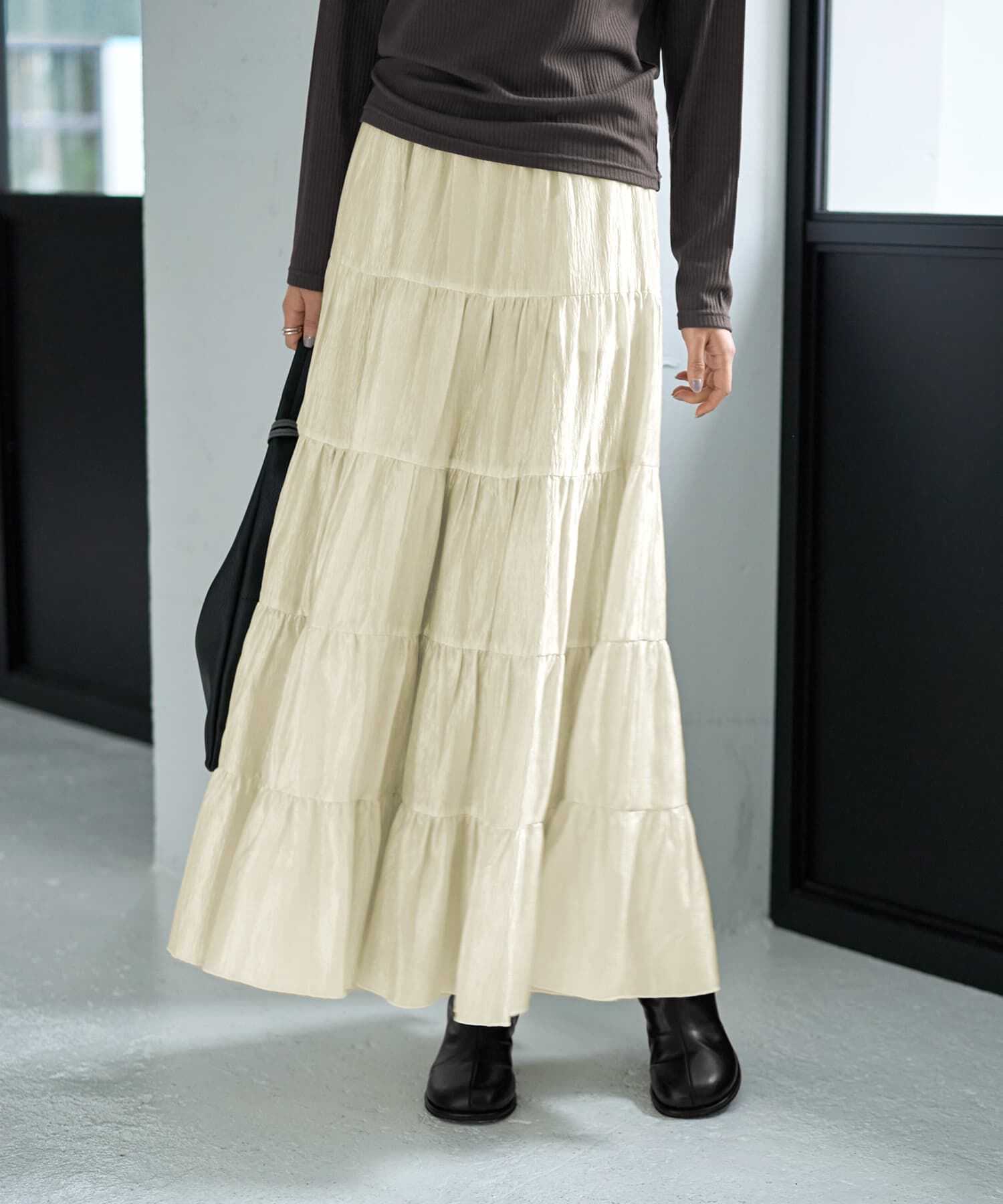STYLE DELI「５段ティアードシワ加工グロウスカート」|スカート|クリーム