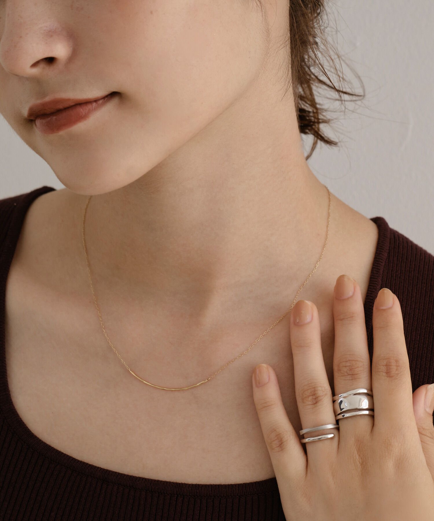 JUPITER「【K10】ラインバーネックレス/ゴールド/全長45㎝」|ネックレス|